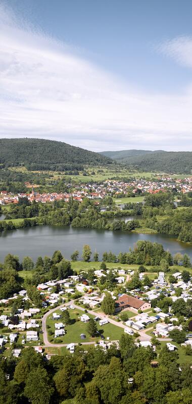 Badesee Freudenberg, Taubertal, Baden-Württemberg, Deutschland